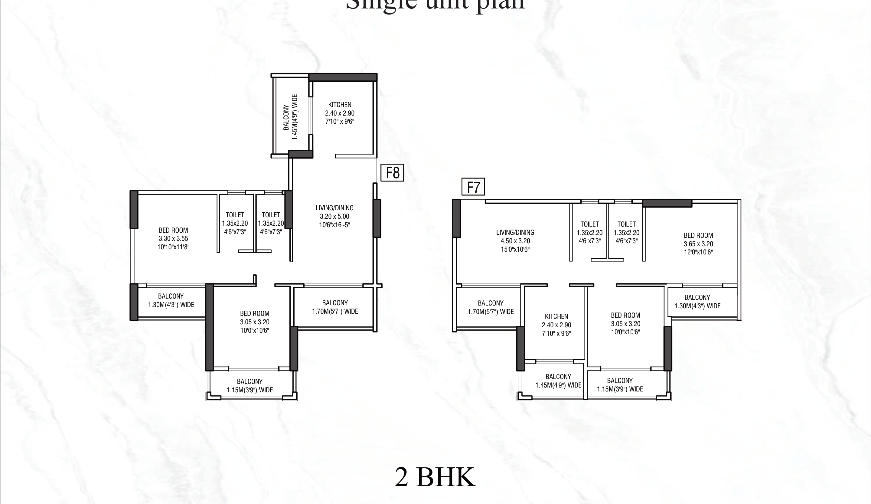 2 BHK floor plan at Vrindavan Estate