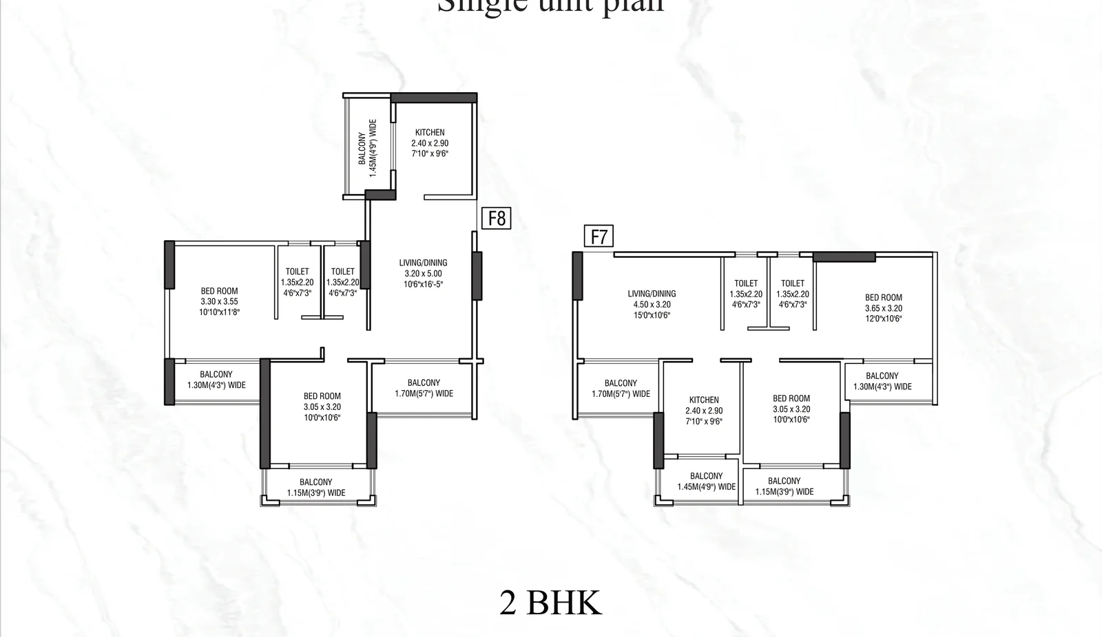 2 BHK floor plan at Vrindavan Estate