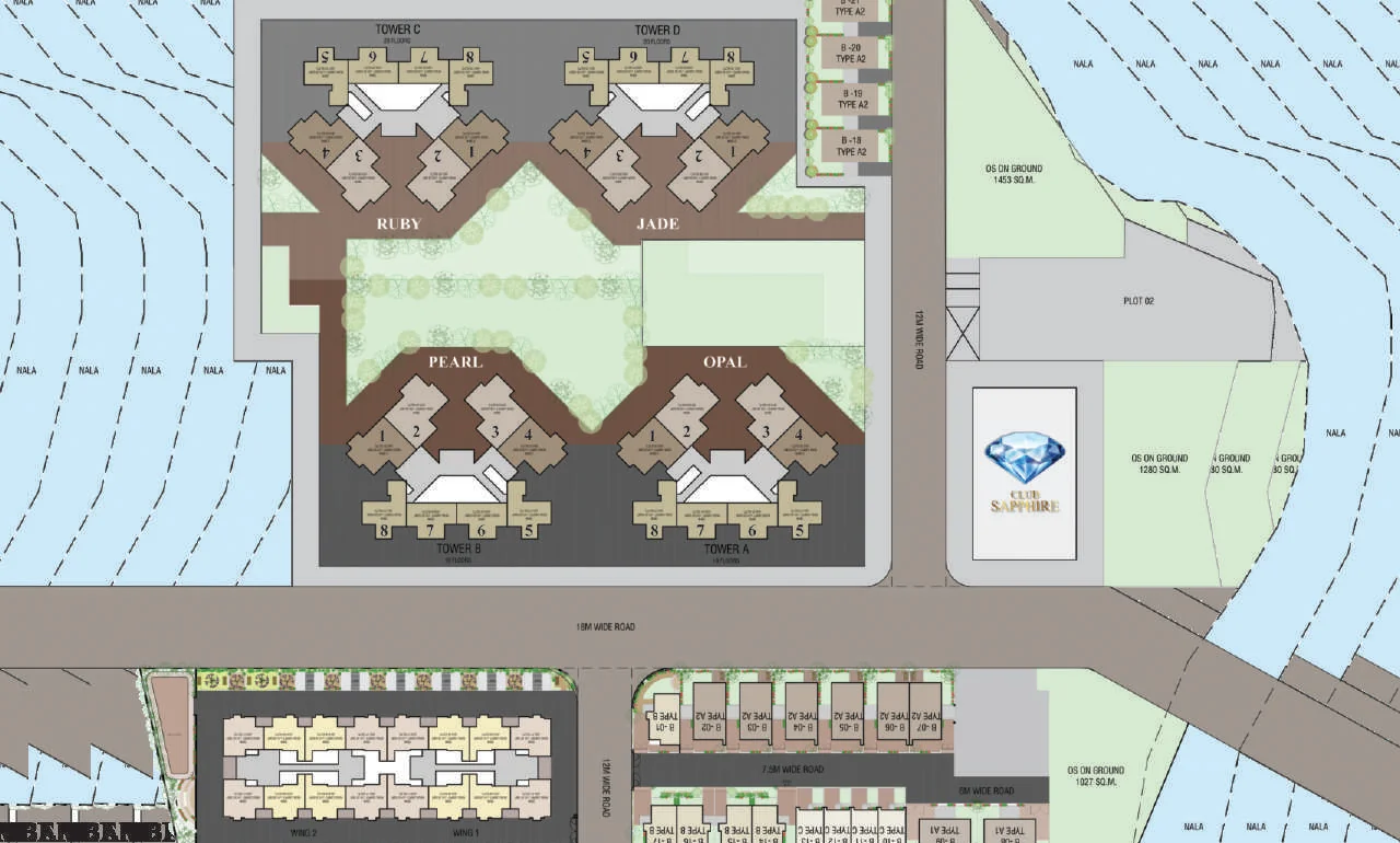 Vrindavan Estate master plan with surrounding landmarks