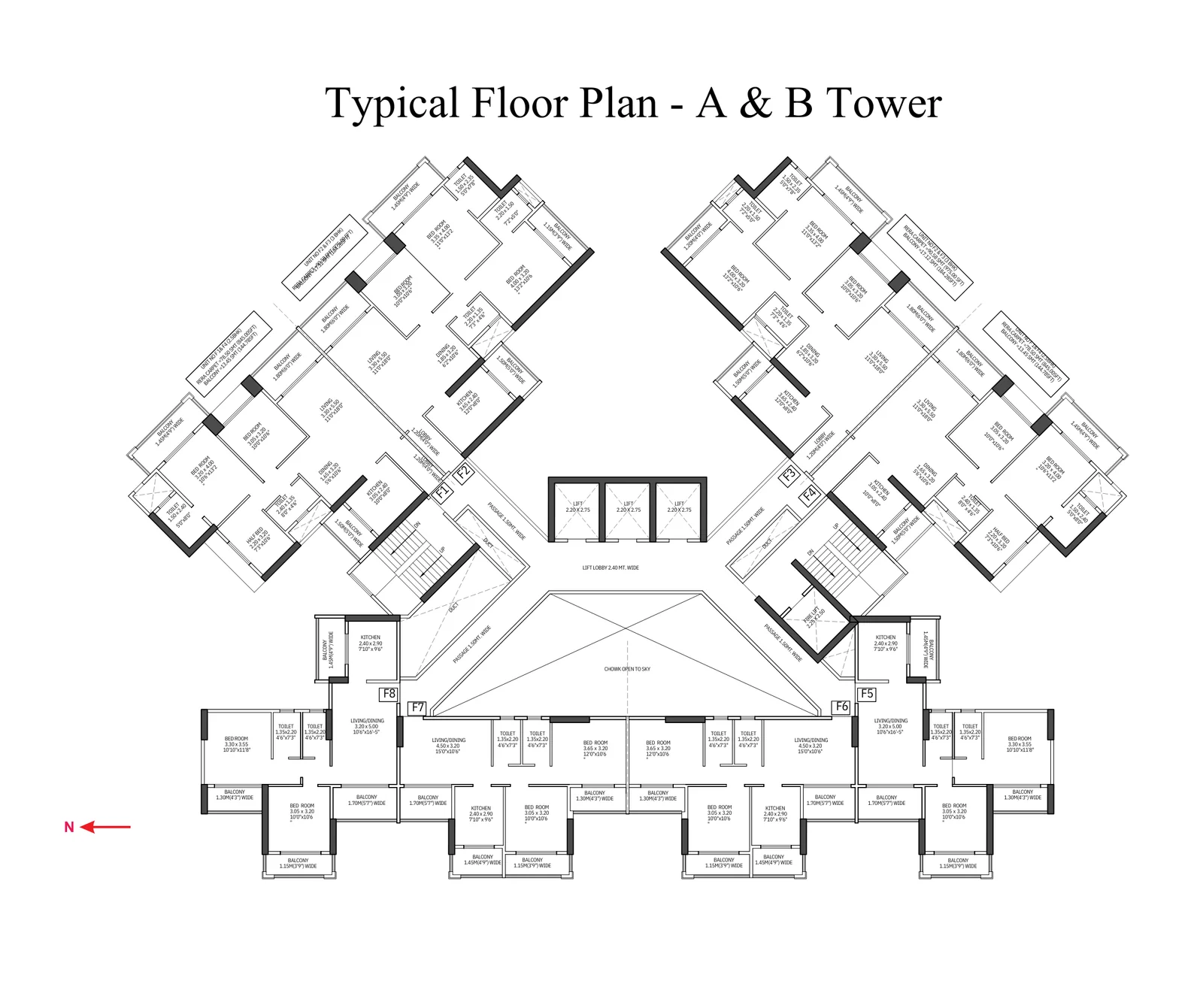 Typical Floor Plan — Towers A & B